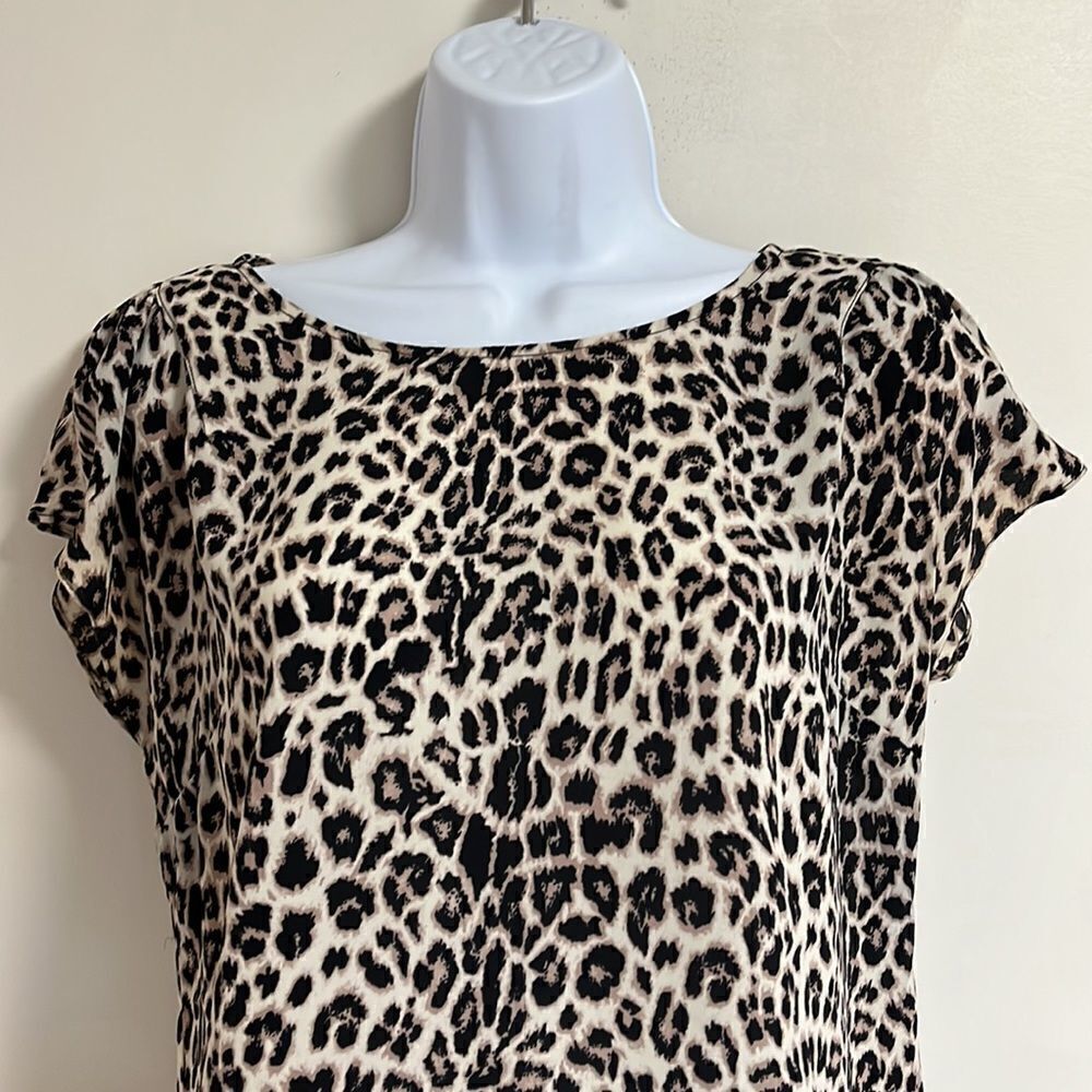 Womens PHILOSOPHY Leopard Print Short Sleeved Blouse Size Small - Picture 2 of 6